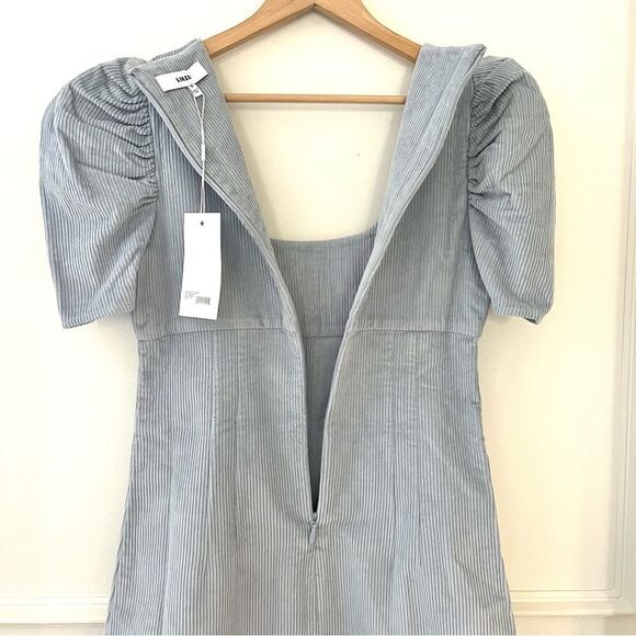 Revolve Likely Goleta Corduroy Puff Sleeve Mini Dress In Light Blue NWT - Picture 10 of 12